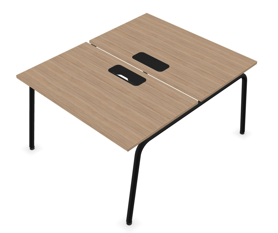 Round D64.6" Melamine Office 2-Desk Bench w/2 Grommets