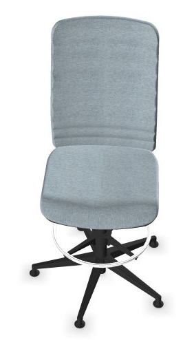 Wind High Upholstered Back Armless Fabric Swivel Chair w/Fixed Base & Footring