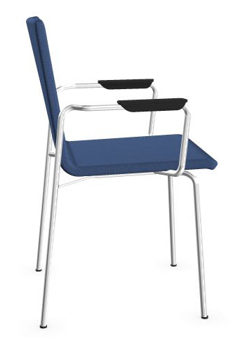 Moon 3pc Stackable Conference Chairs w/Integrated Armrests & Chromed Steel 4-Leg Frame