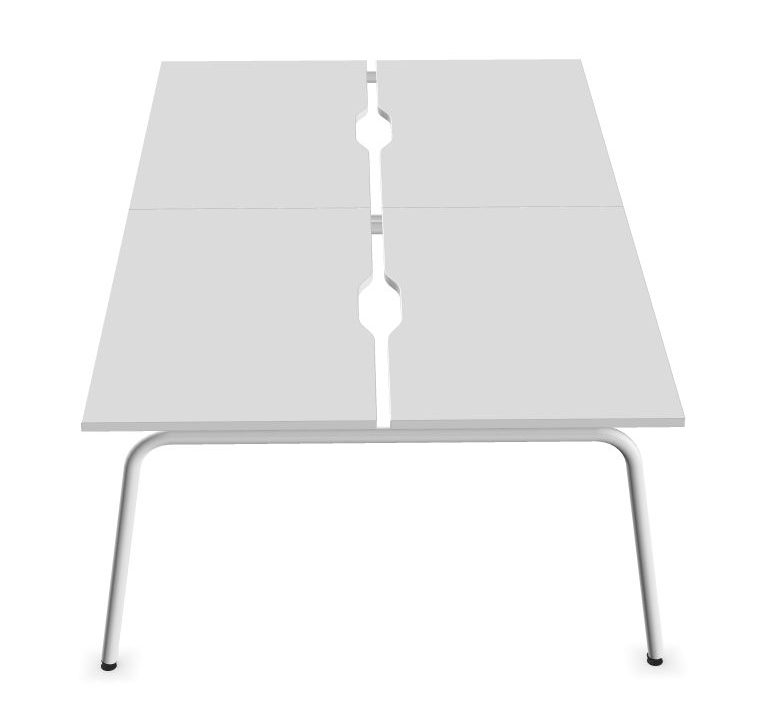 Round D27.6" Melamine Office Single Row 2-Desk Bench