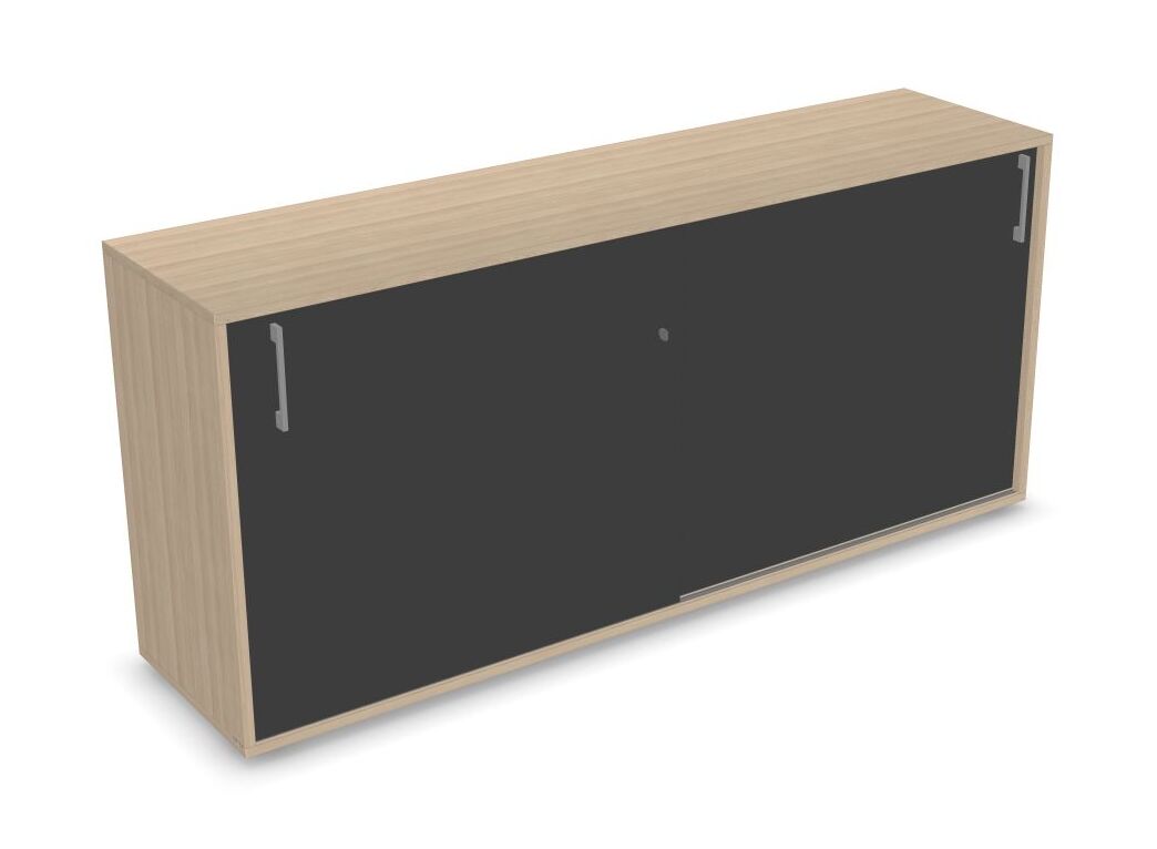 Nova Basic Lockable Cabinet Black Doors And Amber Oak Wood