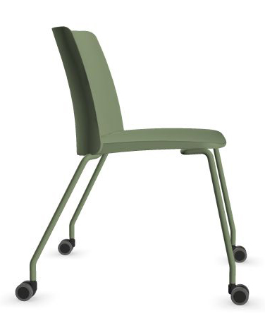 Polytone L Set of Conference Chairs w/Plastic Shell & Powder-Coated Steel 4-Leg Frame on Castors