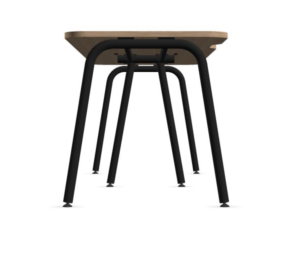 Round D27.6" Melamine Office Single Row 2-Desk Bench w/Scallop & Rounded Corners