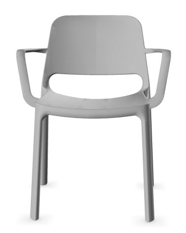 Polytone O 4 Legs Plastic Chair w/Armrests & Transparent Soft Plastic Glides