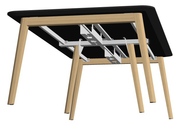 Nova Wood Rectangular HPL D47.2" 8-Person Office Meeting Table w/2 Power Sockets & 2 Metal Cable Trays