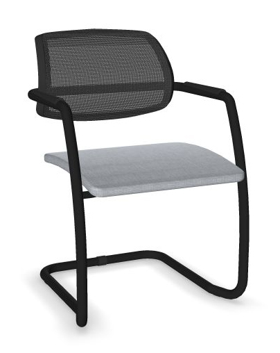 Gama Set of Visitor Armchairs, Upholstered Seat & Mesh Back, Cantilever Frame