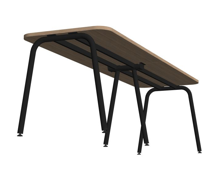Round D27.6" Melamine Office Single Row 2-Desk Bench w/Rounded Corners