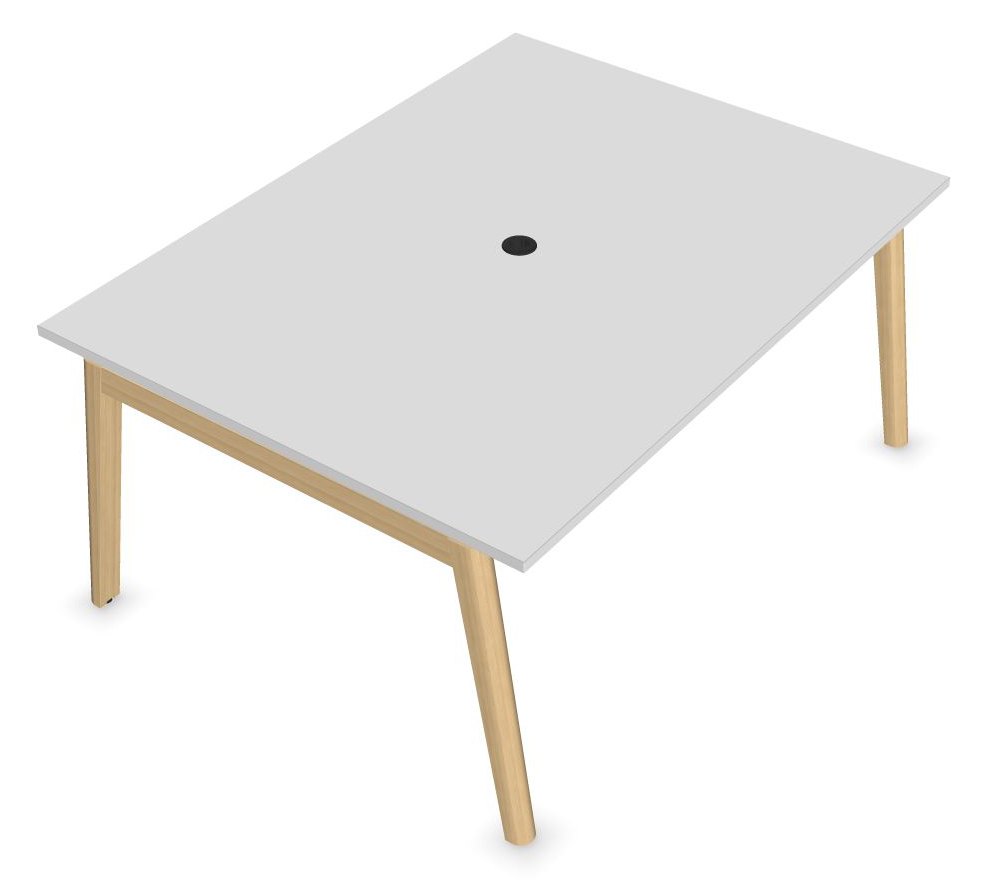 Nova Wood Melamine D55.1" 6-Person Office Meeting Table w/Power Socket & Metal Cable Tray