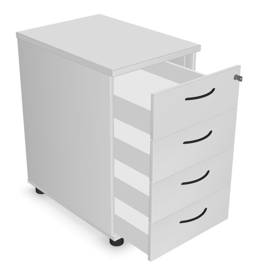 Optima Office Lockable High Desk Pedestal w/4 Metal Sided Drawers