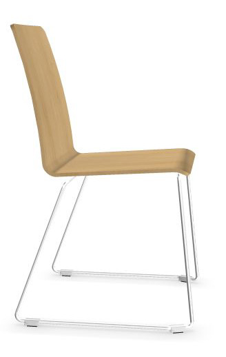 Moon Conference Chair w/Shell in Wood & Chrome-Plated Wire Steel Frame