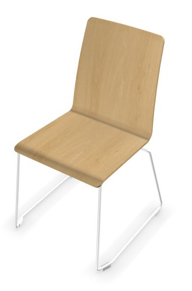Moon Conference Chair w/Shell in Wood & Chrome-Plated Wire Steel Frame