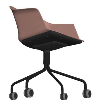 Polytone C Visitor Chair w/Plastic Shell & Pyramid Type Powder-Coated Wire Steel Base w/Full Castors