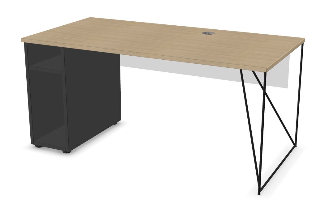 Air 70.8" Straight Office Desk w/Cable Port & Open Cupboard