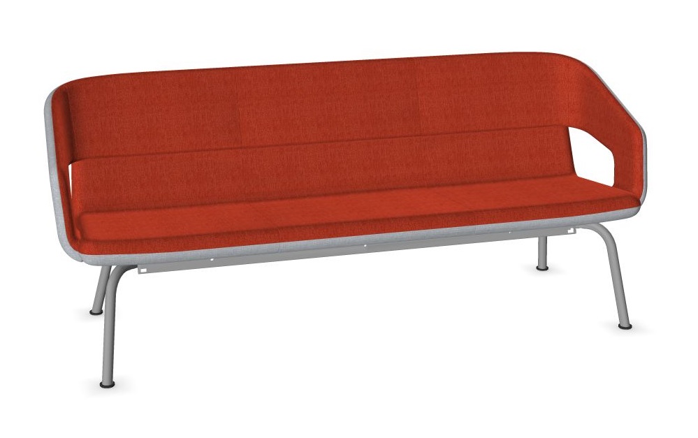 Twist & Sit Polyurethane Low Back 3-Seater Sofa w/Steel Frame & Base (Fabric 1)