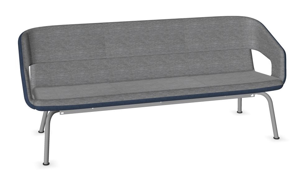 Twist & Sit Polyurethane Low Back 3-Seater Sofa w/Steel Frame & Base (Fabric 1)