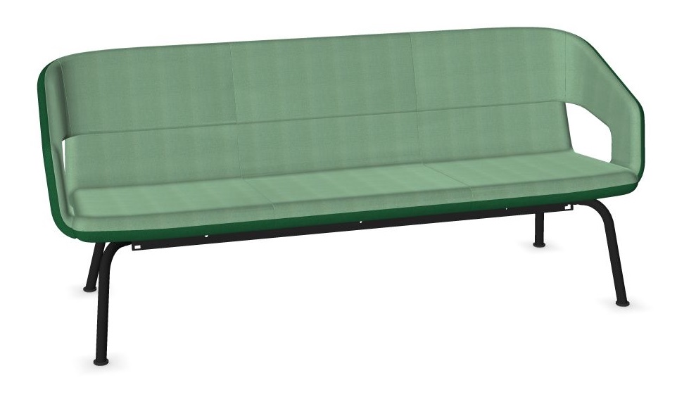 Twist & Sit Polyurethane Low Back 3-Seater Sofa w/Steel Frame & Base (Fabric 2)