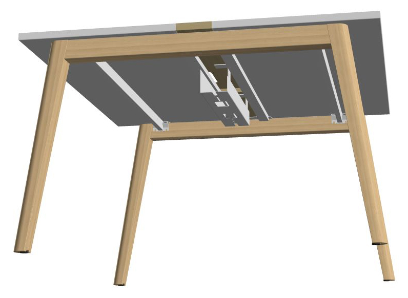 Nova Wood Square Melamine 4-Person Office Meeting Table w/Grommet & Metal Cable Tray