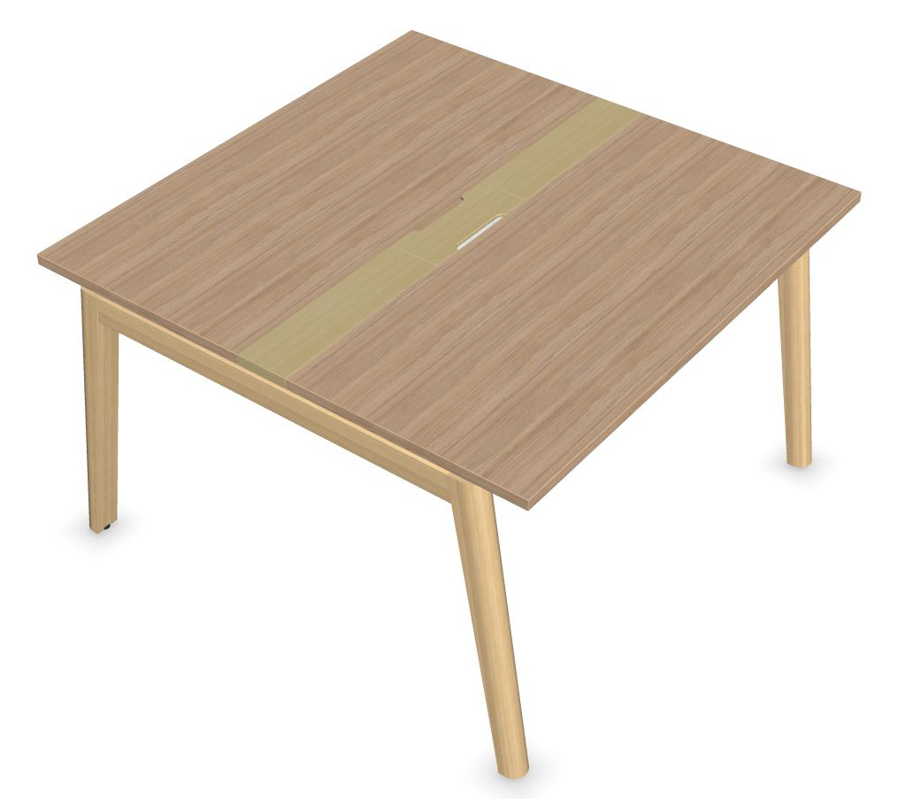 Nova Wood Square Melamine 4-Person Office Meeting Table w/Grommet & Metal Cable Tray