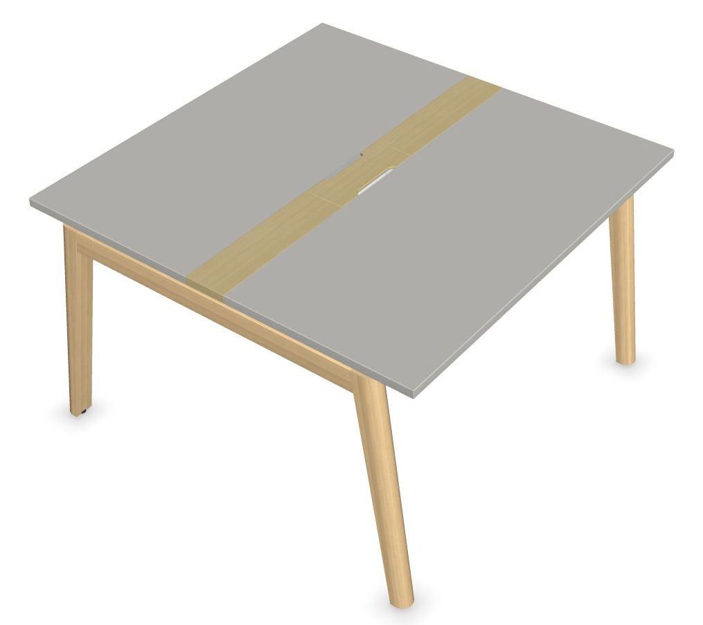 Nova Wood Square Melamine 4-Person Office Meeting Table w/Grommet & Metal Cable Tray