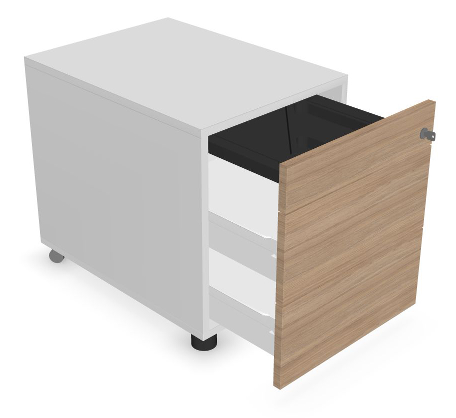 NARBUTAS Nova Mobile Pedestal Oak/White Drawers