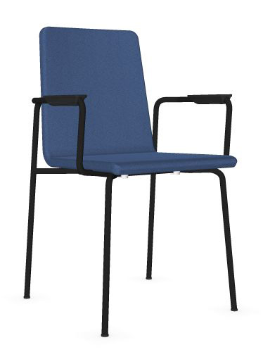 Moon 3pc Stackable Conference Chairs w/Integrated Armrests & Powder-Coated Steel 4-Leg Frame