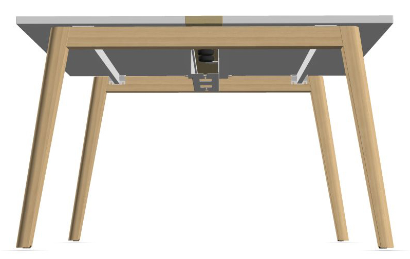 Nova Wood Square Melamine 4-Person Office Meeting Table w/2 Power Sockets & Metal Cable Tray