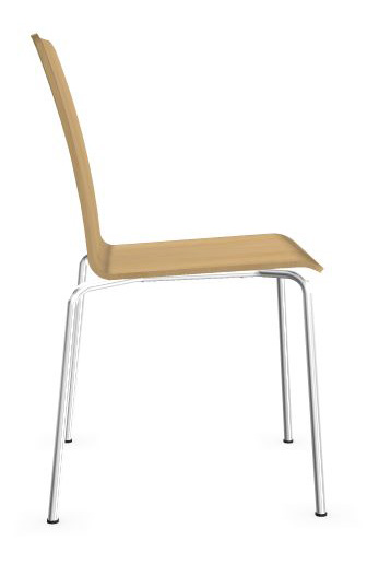 Moon Set of Conference Chairs w/Shell in Wood & Powder-Coated Steel 4-Leg Frame
