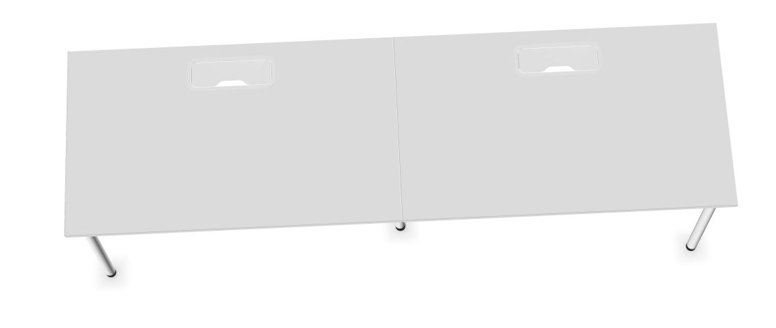 Round D27.6" Melamine Office Single Row 2-Desk Bench w/2 Grommets