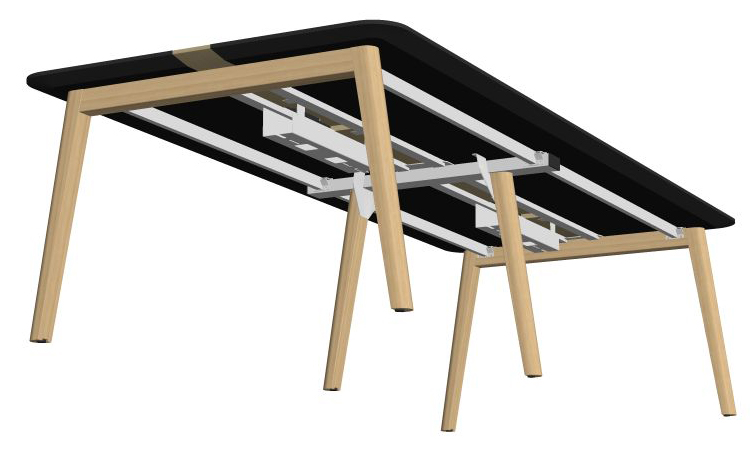 Nova Wood Rectangular HPL 10-Person Office Meeting Table w/2 Grommets & 2 Metal Cable Trays