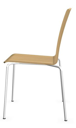 Moon Set of Conference Chairs w/Shell in Wood & Four-Leg Steel Frame