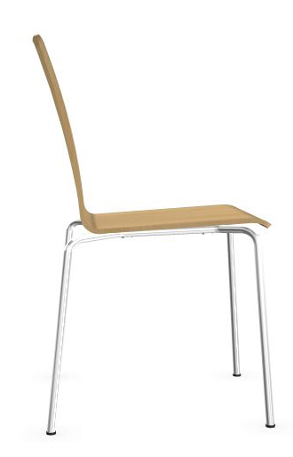 Moon Set of Conference Chairs w/Shell in Wood & Four-Leg Steel Frame