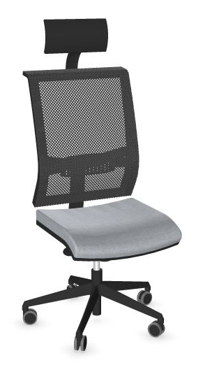 Eva.II Executive Chair w/Lumbar Support & Soft PU Headrest, Black Plastic Chair Body, Synchro Mechanism (Plastic Base w/Fibreglass)