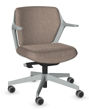 OFY Low-Back Task Office Chair w/Non-Adjustable Armrests, Grey Frame