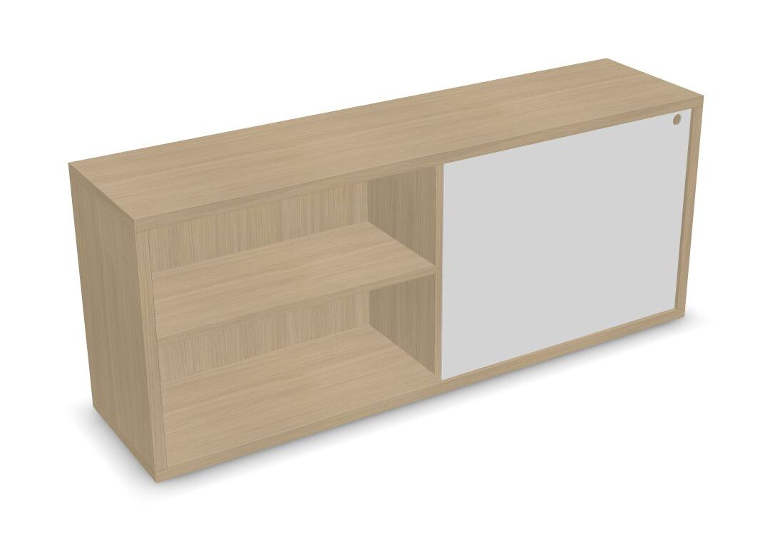 Nova Basic Oak Lockable Bookcase With Shelves & Sliding Door