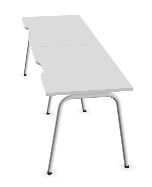 Round D27.6" Melamine Office Single Row 2-Desk Bench w/Scallop