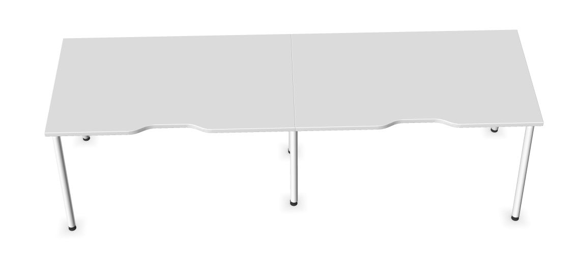 Round D27.6" Melamine Office Single Row 2-Desk Bench w/Scallop