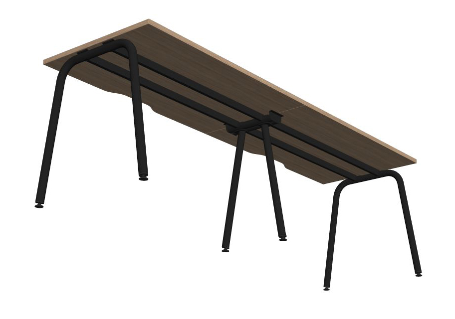 Round D27.6" Melamine Office Single Row 2-Desk Bench w/Scallop