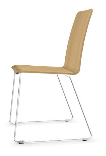 Moon 3pc Wood Conference Chairs w/Shell in Wood & Powder Coated Wire Steel Frame