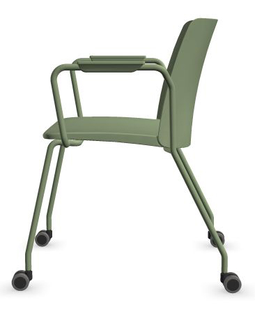 Polytone L Set of Conference Chairs w/Plastic Shell & Powder-Coated Steel 4-Leg Frame w/Armrests on Castors