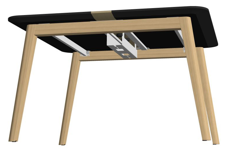 Nova Wood Square HPL 4-Person Office Meeting Table w/2 Power Sockets & Metal Cable Tray