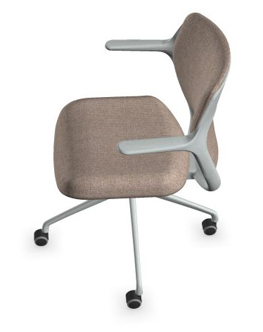 Ofy Office Visitor Swivel Chair w/Non-Adjustable Armrests, Grey Frame, Castors