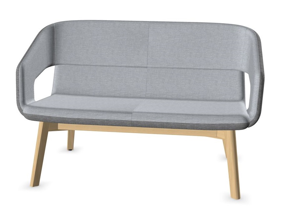 Twist & Sit Polyurethane Low Back 2-Seater Sofa w/Steel Frame & Wood Base (Fabric 2)