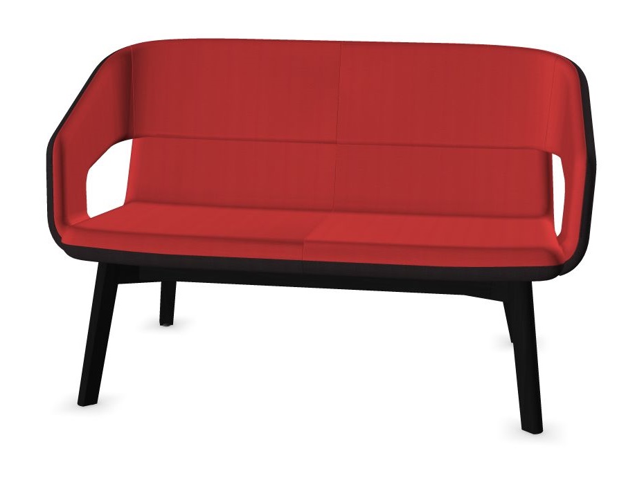 Twist & Sit Polyurethane Low Back 2-Seater Sofa w/Steel Frame & Wood Base (Fabric 1)
