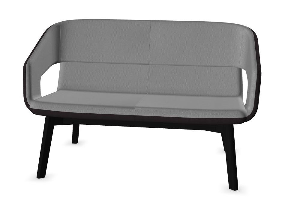 Twist & Sit Polyurethane Low Back 2-Seater Sofa w/Steel Frame & Wood Base (Fabric 1)