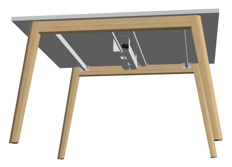 Nova Wood Square Melamine 4-Person Office Meeting Table w/Power Socket & Metal Cable Tray