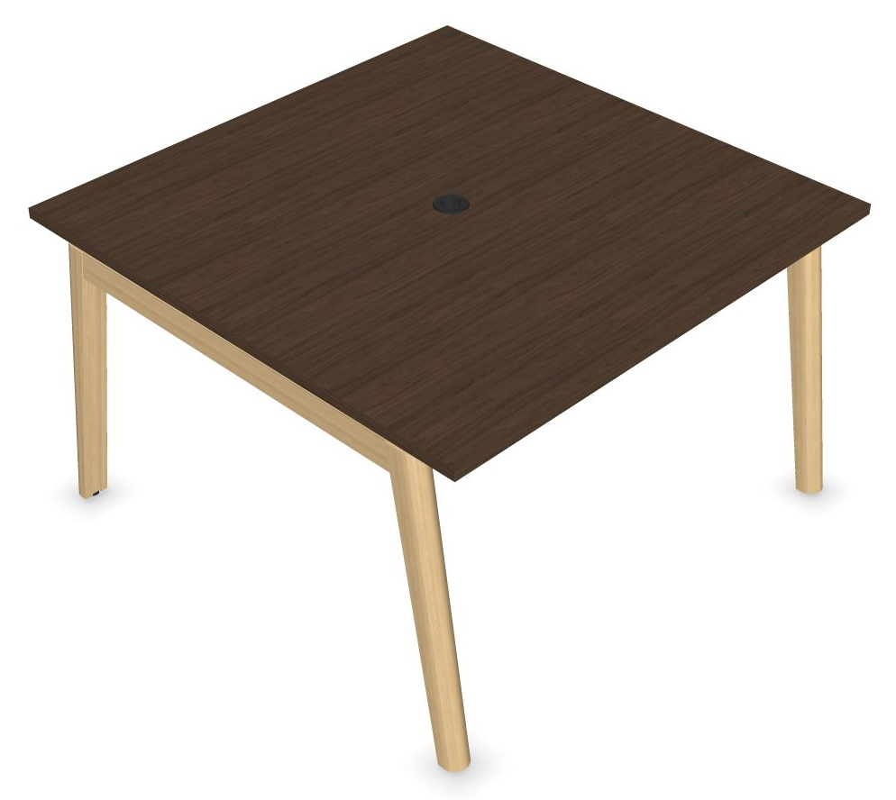 Nova Wood Square Melamine D55.1" 6-Person Office Meeting Table w/Power Socket & Metal Cable Tray