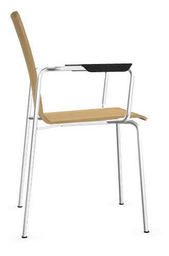 Moon Conference Chair w/Shell in Wood & Powder-Coated Steel 4-Leg Frame w/Integrated Armrests