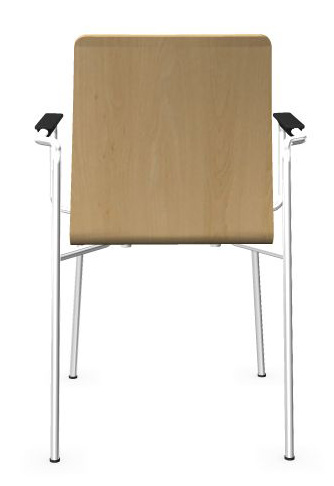 Moon Conference Chair w/Shell in Wood & Powder-Coated Steel 4-Leg Frame w/Integrated Armrests