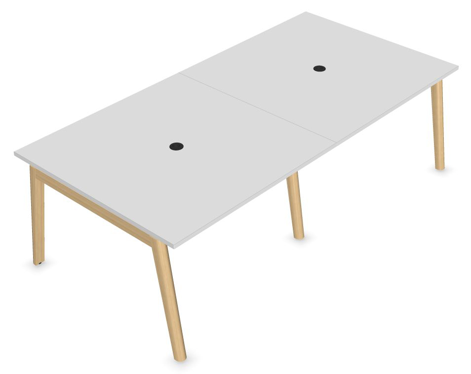 Nova Wood Rectangular Melamine 10-Person Office Meeting Table w/2 Power Sockets & 2 Metal Cable Trays