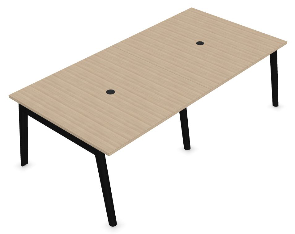 Nova Wood Rectangular Melamine 10-Person Office Meeting Table w/2 Power Sockets & 2 Metal Cable Trays